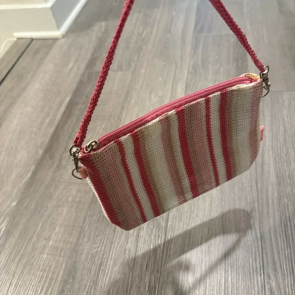 Striped Pink and Cream Pouch